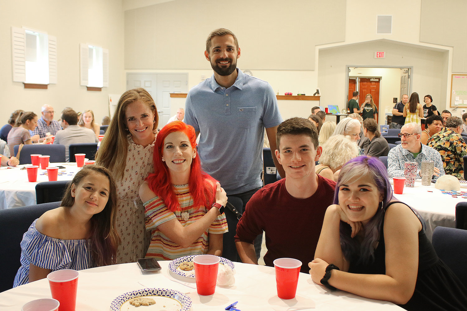 From left, Reagan Bushman, Meg James, Kacey Bushman, Logan James, KJ Bushman and Riley Bushman attended the Night of Celebration Aug. 9 to support The Greatest Exchange.